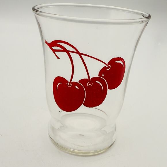 Vintage 1950s MCM Libbey Set of 2 Cute Cherry Print Juice/Shot Glasses - Picture 7 of 7